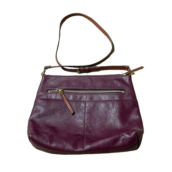 Fossil maroon color Fiona shoulder bag with multiple pockets - Picture 1 of 12